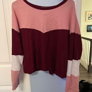 No Boundaries Pink and Burgundy Knit Sweater